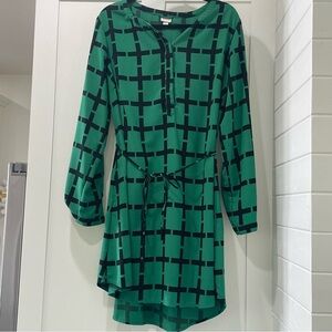 Merona‎ XXL Black and Green Geometric Design Shift Dress